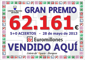 Premio repartido por Loter&iacute;a del Rosario &mdash; Euromillones 2013